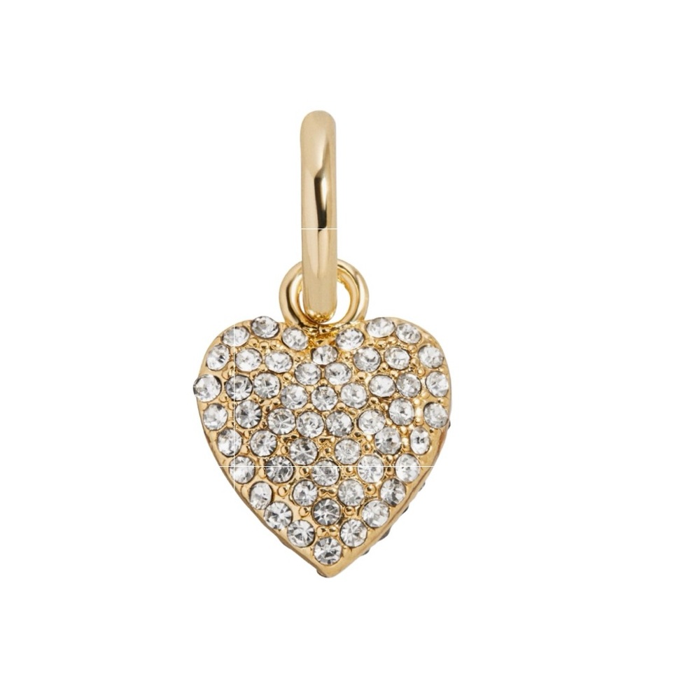 NWT BaubleBar Gold Heart Charm with Crystals